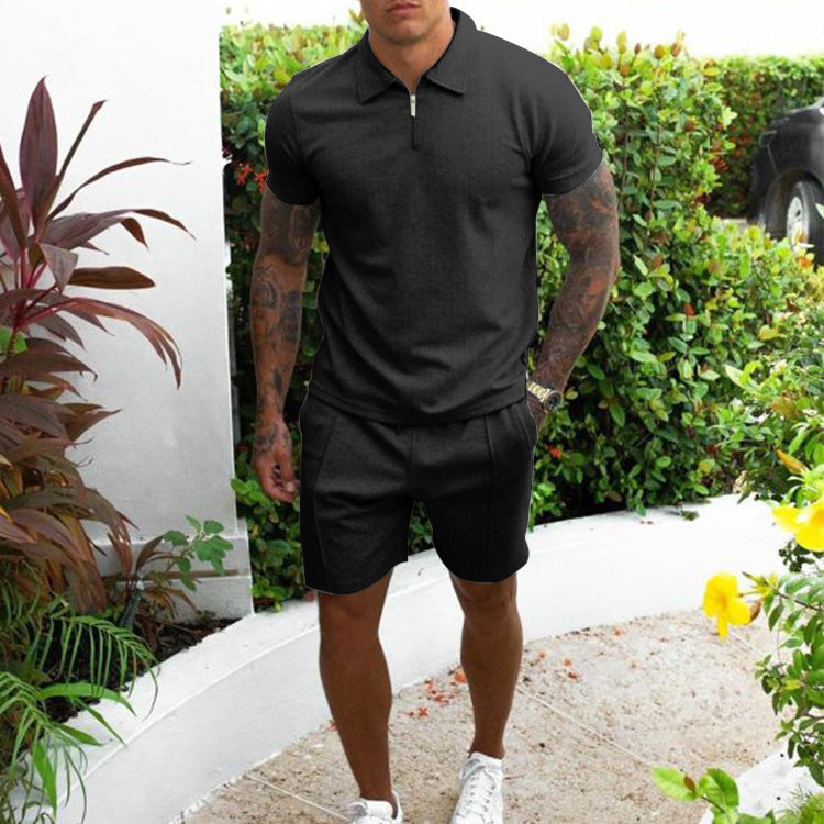 Men's Casual Short-sleeved Slim Shorts Suit